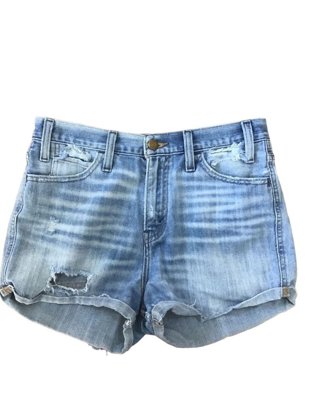 LEVIS Y2K distressed jeans shorts ripped 100% cotton soft denim high waist 29